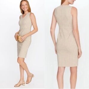 J. McLaughlin Paulson Tan White Gingham Sheath Dress - size 12